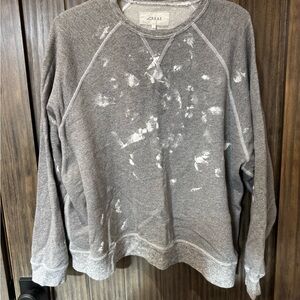 THE GREAT. Gray and White Crewneck Top